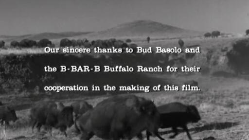 Screencap of Outlaws is Coming credits thanking Bud Basolo and the B-Bar-B ranch.