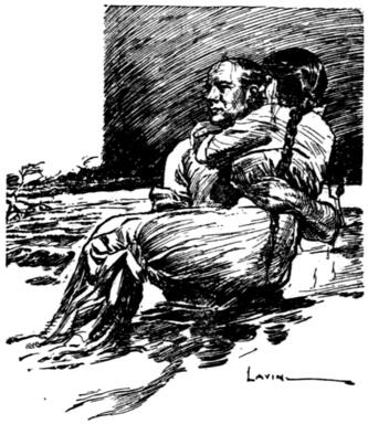 illustration of Marcus Antonius Satterlee carrying a woman through a river